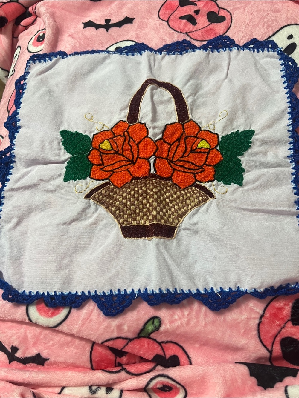 Hand-Embroidered Mexican Tortilla Warm - Floral Basket